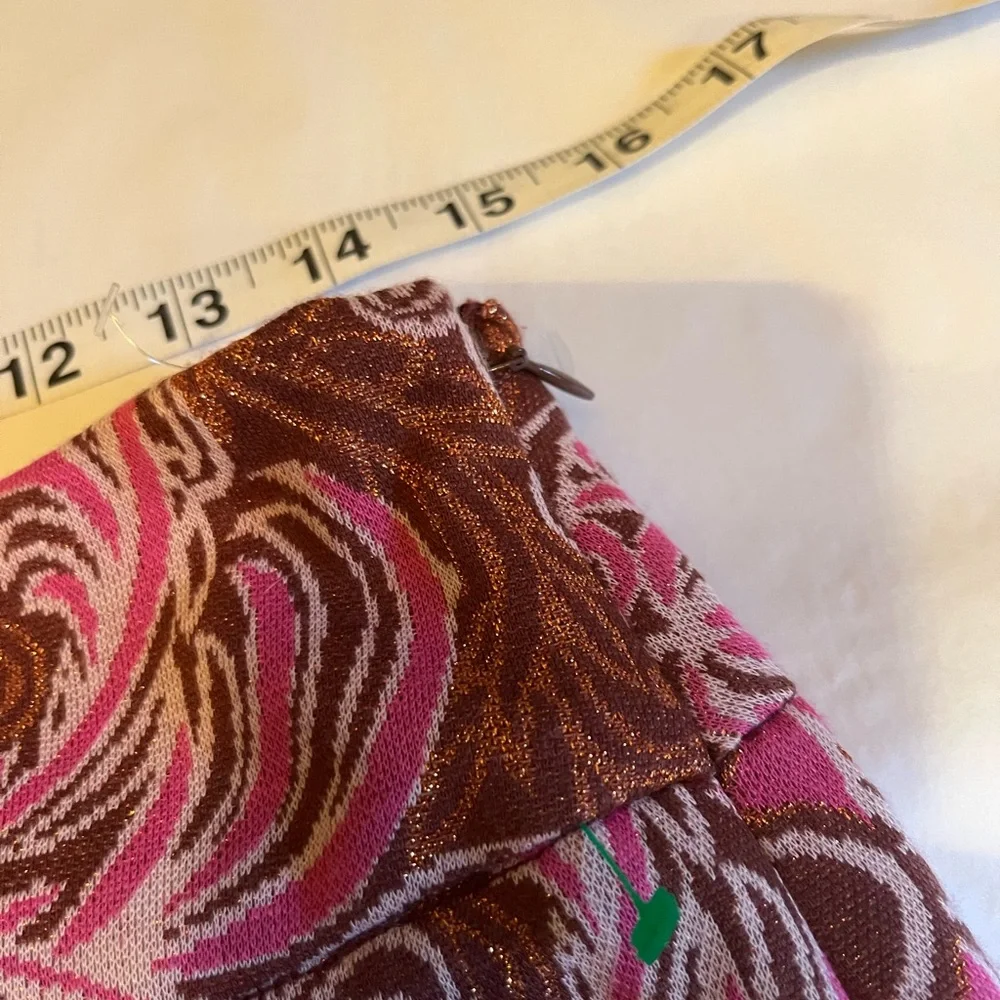 NWT Anthropologie size 10 Maria Pink and Brown Paisley Flare Pants - Picture 11 of 12